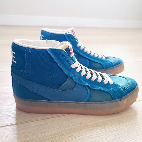 Nike SB‎ Blazer Mid Mens 6 Womens 7.5 Blue Teal Gum Lace-Up Sneakers